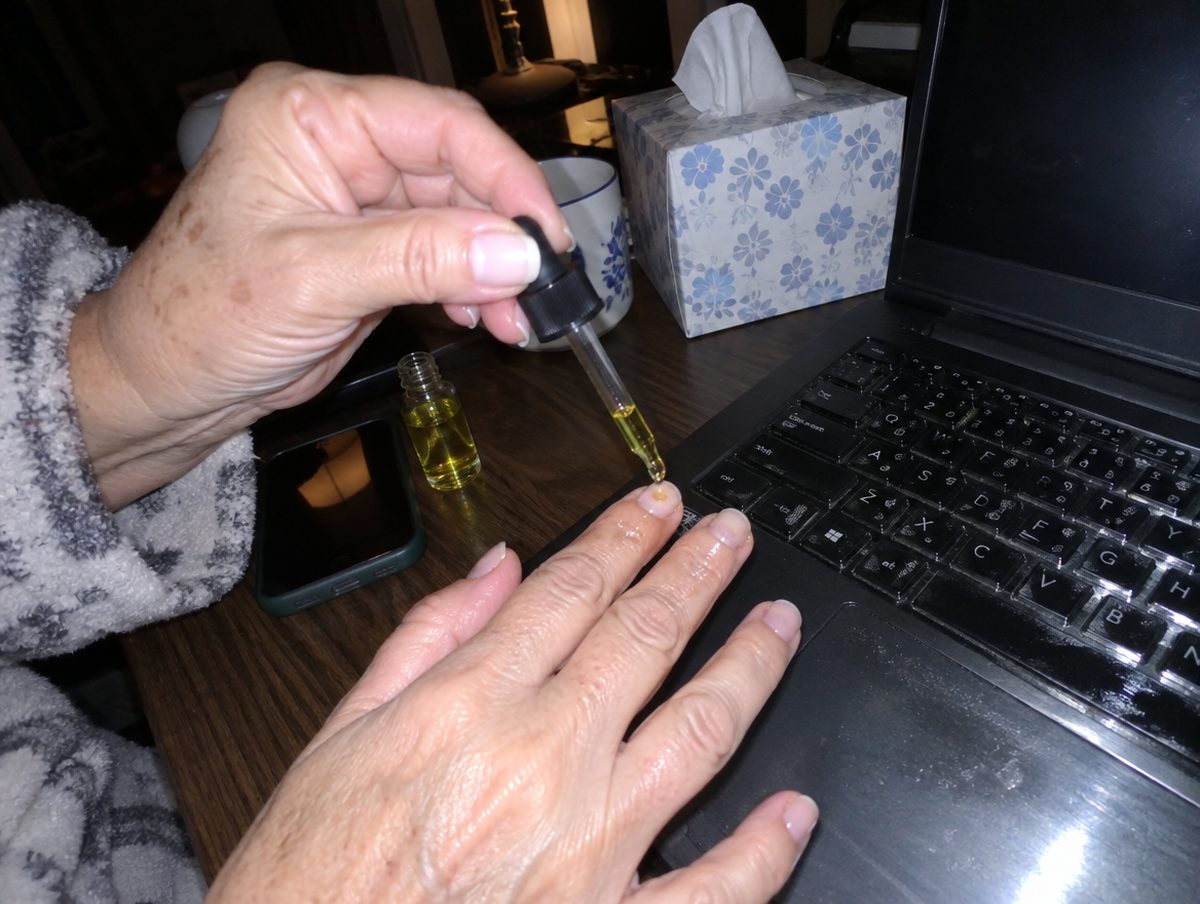 Cuticle oil sits on top and rolls off.